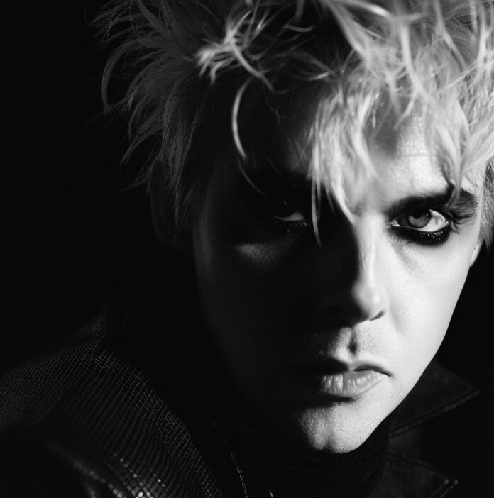 Black and white close up of Nick Rhodes