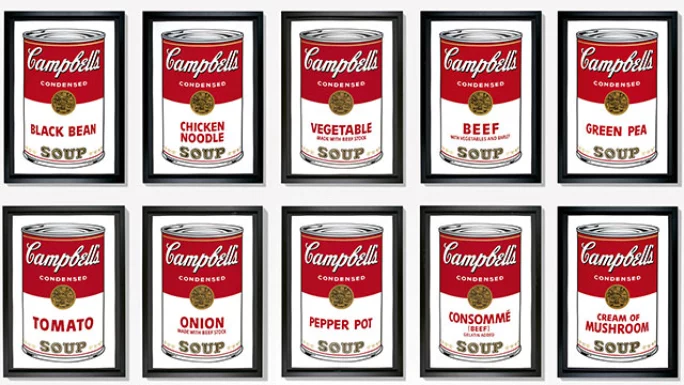 Warhol’s work exemplifies the postmodern approach to mass production, irony, and commodification. This image can help reinforce the discussion on how postmodernism challenges traditional norms of high art, which relates to Duran Duran's own subversion of traditional pop music.